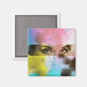 Abstracte Retro Pop Art Square Magnet (Voorkant / Achterkant)