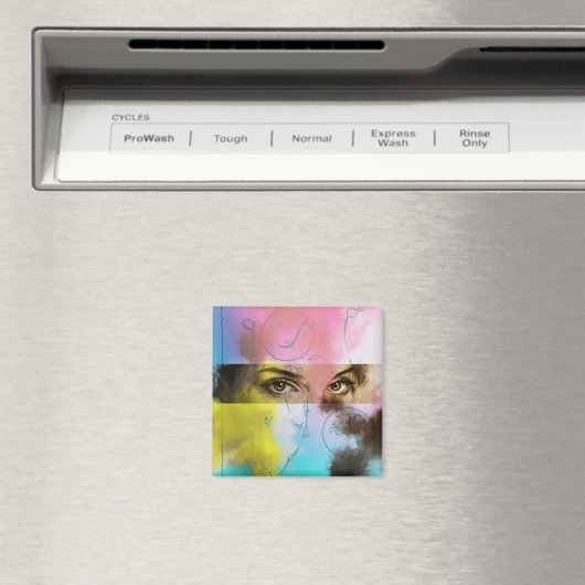 Abstracte Retro Pop Art Square Magnet (Insitu (Vaatwasser))