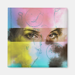 Abstracte Retro Pop Art Square Magnet