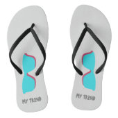 Abstracte Retro Pop Art - Turquoise & Red Glasses Teenslippers (Voetbed)
