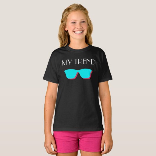 Abstracte Retro Pop Art - Turquoise & Roze bril T-shirt (Voorkant volledig)