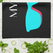 Abstracte Retro Pop Art - Turquoise & Roze bril Theedoek (Gevouwen)