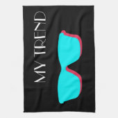 Abstracte Retro Pop Art - Turquoise & Roze bril Theedoek (Verticaal)