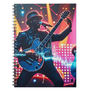 Abstracte retro pop muziekinstrumenten notitieboek