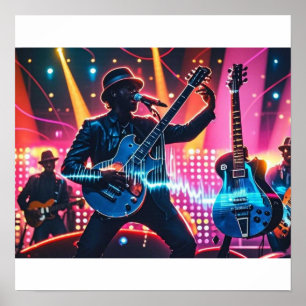 Abstracte retro pop muziekinstrumenten poster