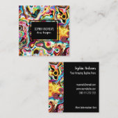 Abstracte Retro Rainbow Psychedelic Lava  Vierkante Visitekaartje (Voorkant / Achterkant)