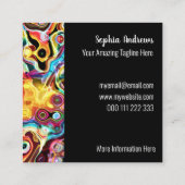 Abstracte Retro Rainbow Psychedelic Lava  Vierkante Visitekaartje (Achterkant)