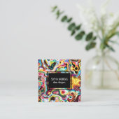 Abstracte Retro Rainbow Psychedelic Lava  Vierkante Visitekaartje (Staand voorkant)