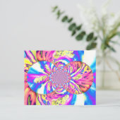 Abstracte retro roze bloemenmandala roze orchideeë briefkaart (Staand voorkant)