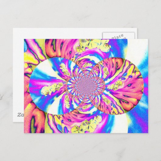 Abstracte retro roze bloemenmandala roze orchideeë briefkaart (Voorkant / Achterkant)