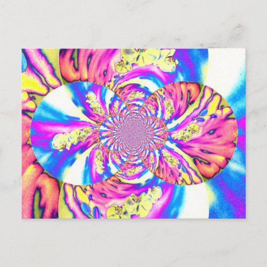 Abstracte retro roze bloemenmandala roze orchideeë briefkaart (Voorkant)