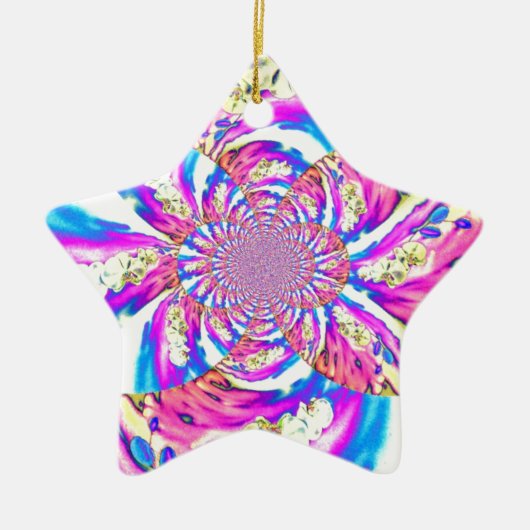Abstracte retro roze bloemenmandala roze orchideeë keramisch ornament (Voorkant)
