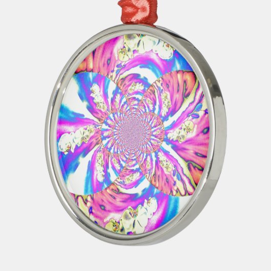 Abstracte retro roze bloemenmandala roze orchideeë metalen ornament (Links)