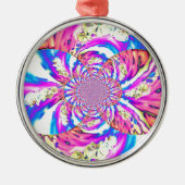 Abstracte retro roze bloemenmandala roze orchideeë metalen ornament (Voorkant)