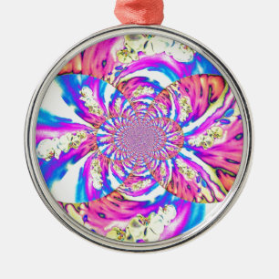 Abstracte retro roze bloemenmandala roze orchideeë metalen ornament