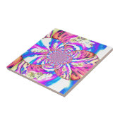 Abstracte retro roze bloemenmandala roze orchideeë tegeltje (Zijkant)