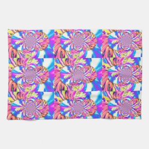 Abstracte retro roze bloemenmandala roze orchideeë theedoek