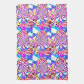 Abstracte retro roze bloemenmandala roze orchideeë theedoek (Verticaal)