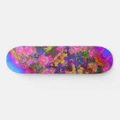 Abstracte retro roze bloemenroze zonnebloemvelden persoonlijk skateboard (Horizontaal)
