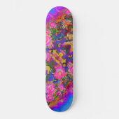Abstracte retro roze bloemenroze zonnebloemvelden persoonlijk skateboard (Voorkant)