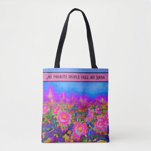 Abstracte retro roze bloemenroze zonnebloemvelden tote bag (Voorkant)