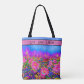 Abstracte retro roze bloemenroze zonnebloemvelden tote bag (Achterkant)