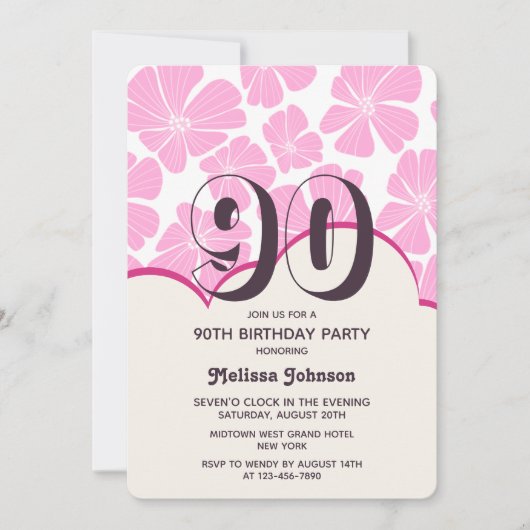 Abstracte Retro Roze Kamille Bloem Verjaardag Kaart (Voorkant)