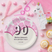 Abstracte Retro Roze Kamille Bloem Verjaardag Papieren Bordje (Feest)