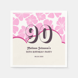 Abstracte Retro Roze Kamille Bloem Verjaardag Servet