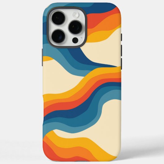 Abstracte Retro Sinaasappel Blauw Wavy Stripe Bold Case-Mate iPhone Case (Achterkant)