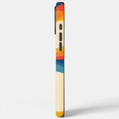 Abstracte Retro Sinaasappel Blauw Wavy Stripe Bold Case-Mate iPhone Case (Achterkant / Links)