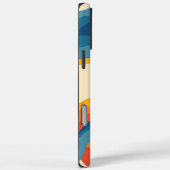 Abstracte Retro Sinaasappel Blauw Wavy Stripe Bold Case-Mate iPhone Case (Achterkant / Rechts)
