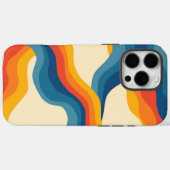 Abstracte Retro Sinaasappel Blauw Wavy Stripe Bold Case-Mate iPhone Case (Achterkant (horizontaal))