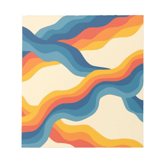 Abstracte Retro Sinaasappel Blauw Wavy Stripe Bold Notitieblok (Voorkant)