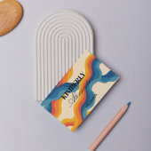 Abstracte Retro Sinaasappel Blauw Wavy Stripe Bold Visitekaartje