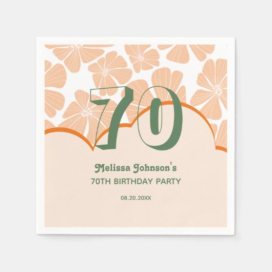 Abstracte Retro Sinaasappel Kamille Bloem Verjaard Servet (Voorkant)