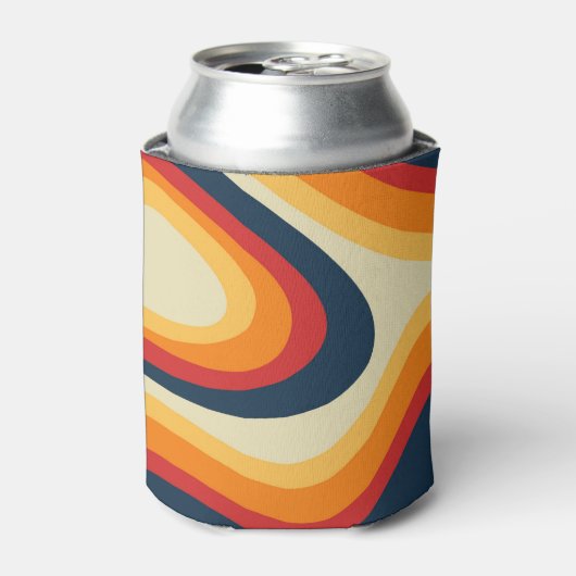 Abstracte retro stijl golven ontwerp blikjeskoeler (Blikje Voorkant)