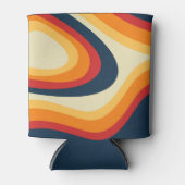Abstracte retro stijl golven ontwerp blikjeskoeler (Voorkant)
