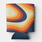 Abstracte retro stijl golven ontwerp blikjeskoeler (Achterkant)
