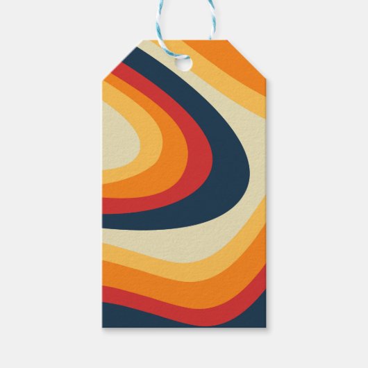 Abstracte retro stijl golven ontwerp cadeaulabel (Voorkant)