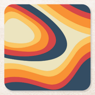 Abstracte retro stijl golven ontwerp kartonnen onderzetters