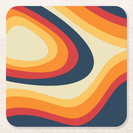 Abstracte retro stijl golven ontwerp kartonnen onderzetters (Voorkant)