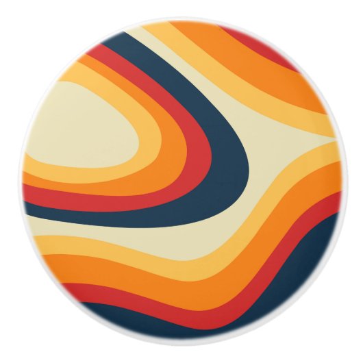 Abstracte retro stijl golven ontwerp keramische knop (Voorkant)