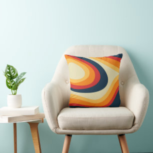 Abstracte retro stijl golven ontwerp kussen