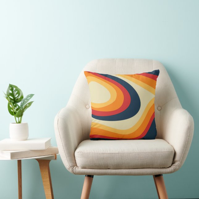 Abstracte retro stijl golven ontwerp kussen (Stoel)