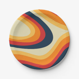 Abstracte retro stijl golven ontwerp papieren bordje