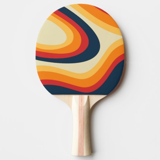 Abstracte retro stijl golven ontwerp tafeltennisbatje (Voorkant)