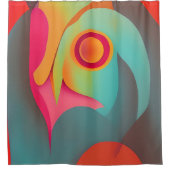 Abstracte retro uil douchegordijn (Voorkant)