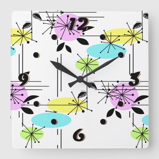 Abstracte retro vierkante klok (Voorkant)