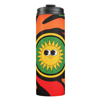 Abstracte retro zon emoji Thermische Tumbler Thermosbeker